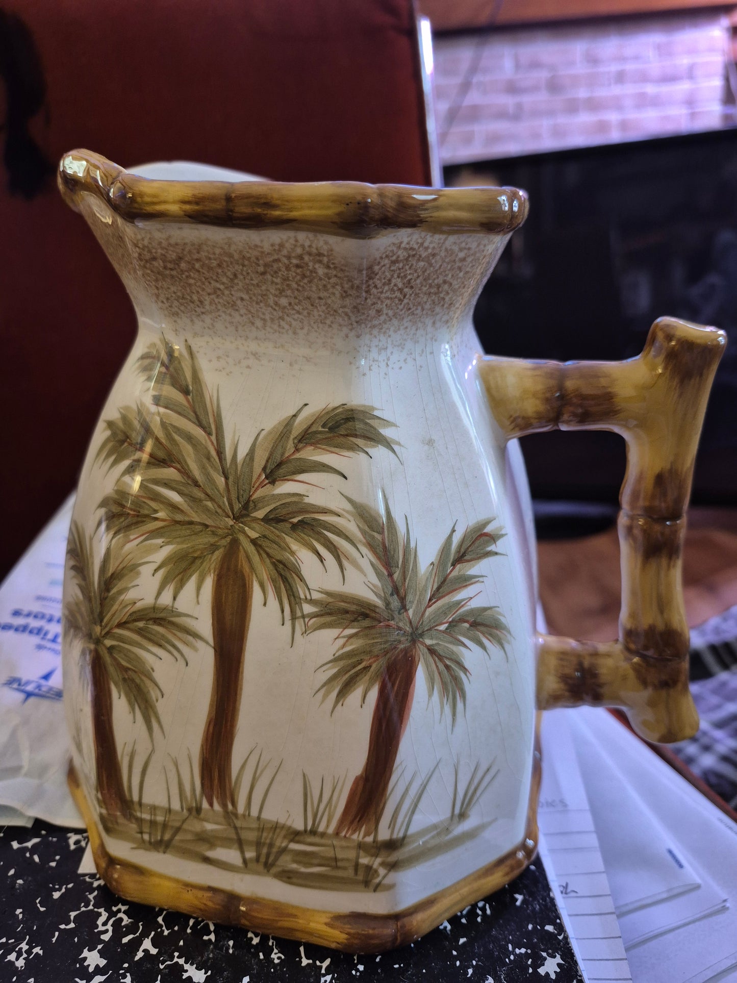 Today’s Living Palm Tree Ceramic Pitcher – Tropical Decor