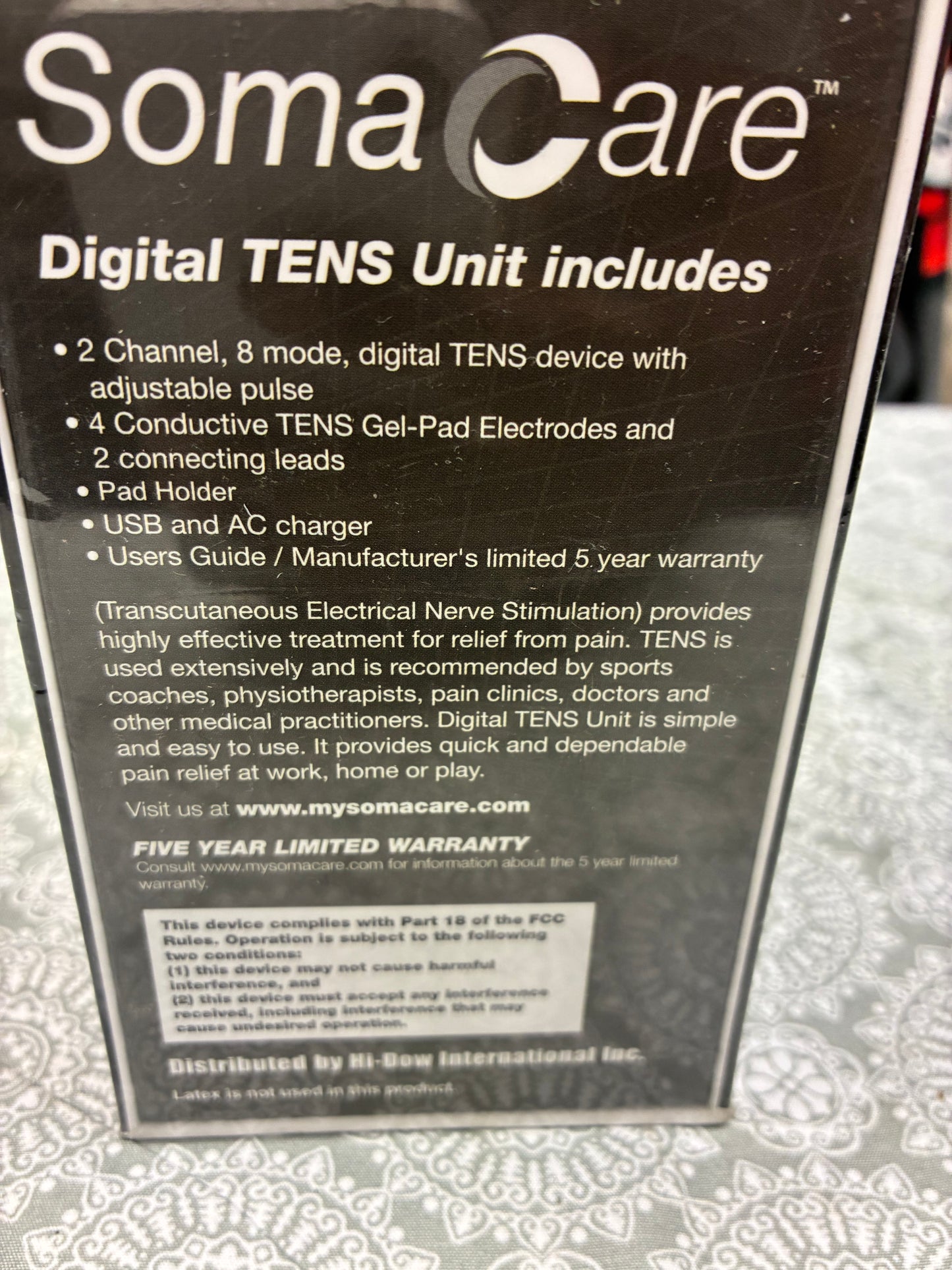 SomaCare Digital TENS Unit (Transcutaneous Electrical Nerve Stimulation).