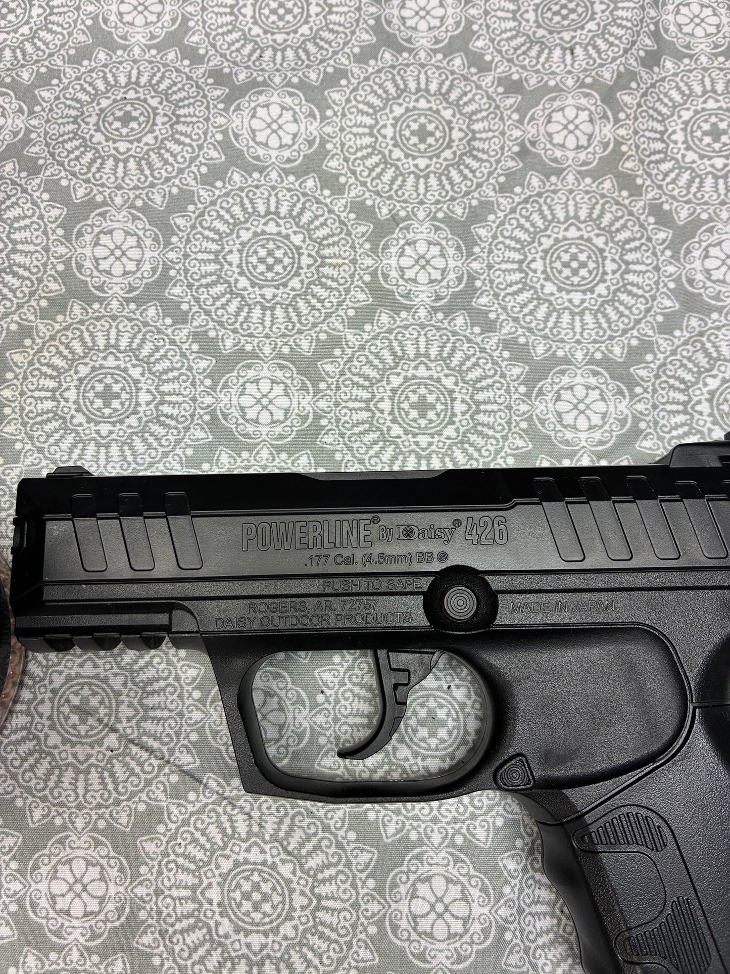 Daisy Powerline 426 CO₂ BB Pistol (.177 Cal / 4.5mm), along with a large container of Crosman Copperhead Precision BBs (6000 count).