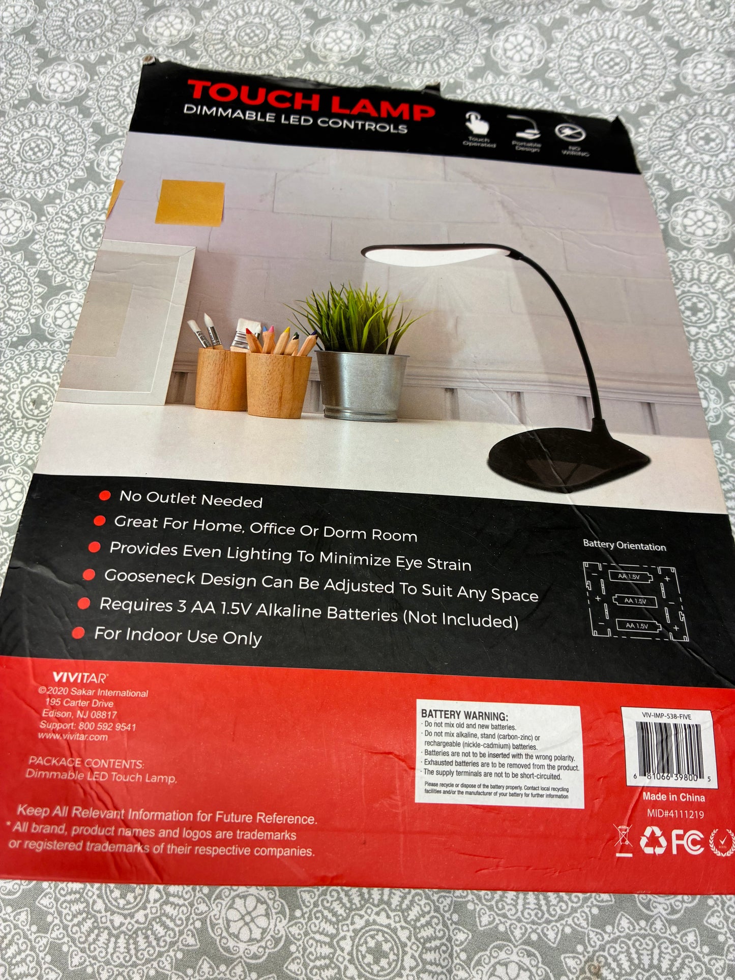 Vivitar Touch Lamp (Dimmable LED with Gooseneck Design).