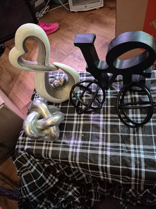 Modern Decorative Sculptures – Heart, Knot, Love & Orb Set