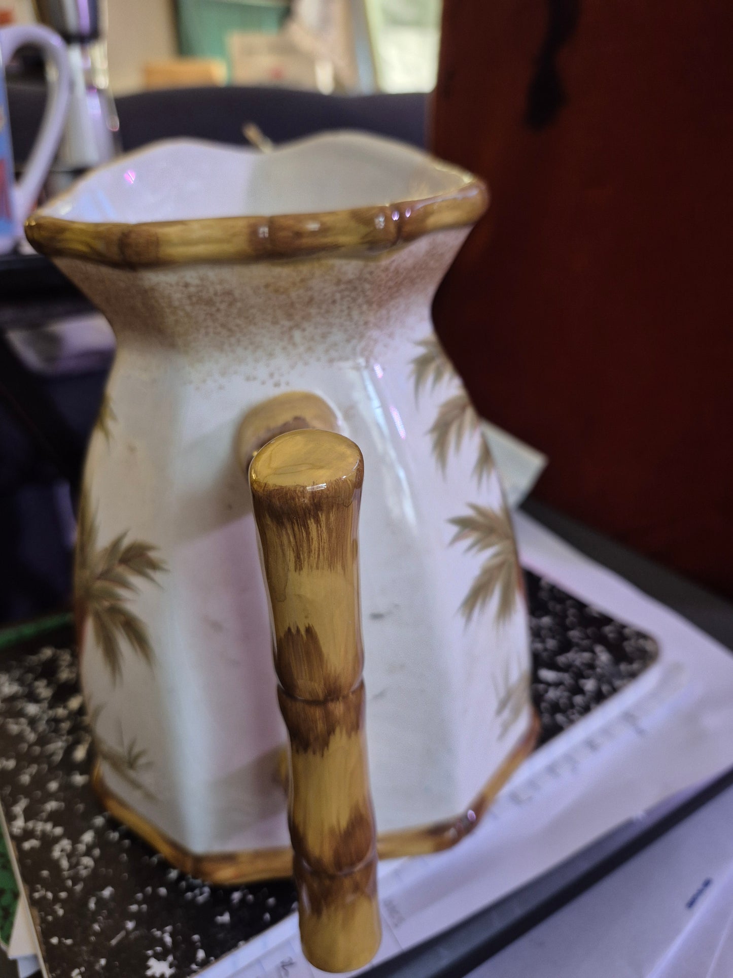 Today’s Living Palm Tree Ceramic Pitcher – Tropical Decor