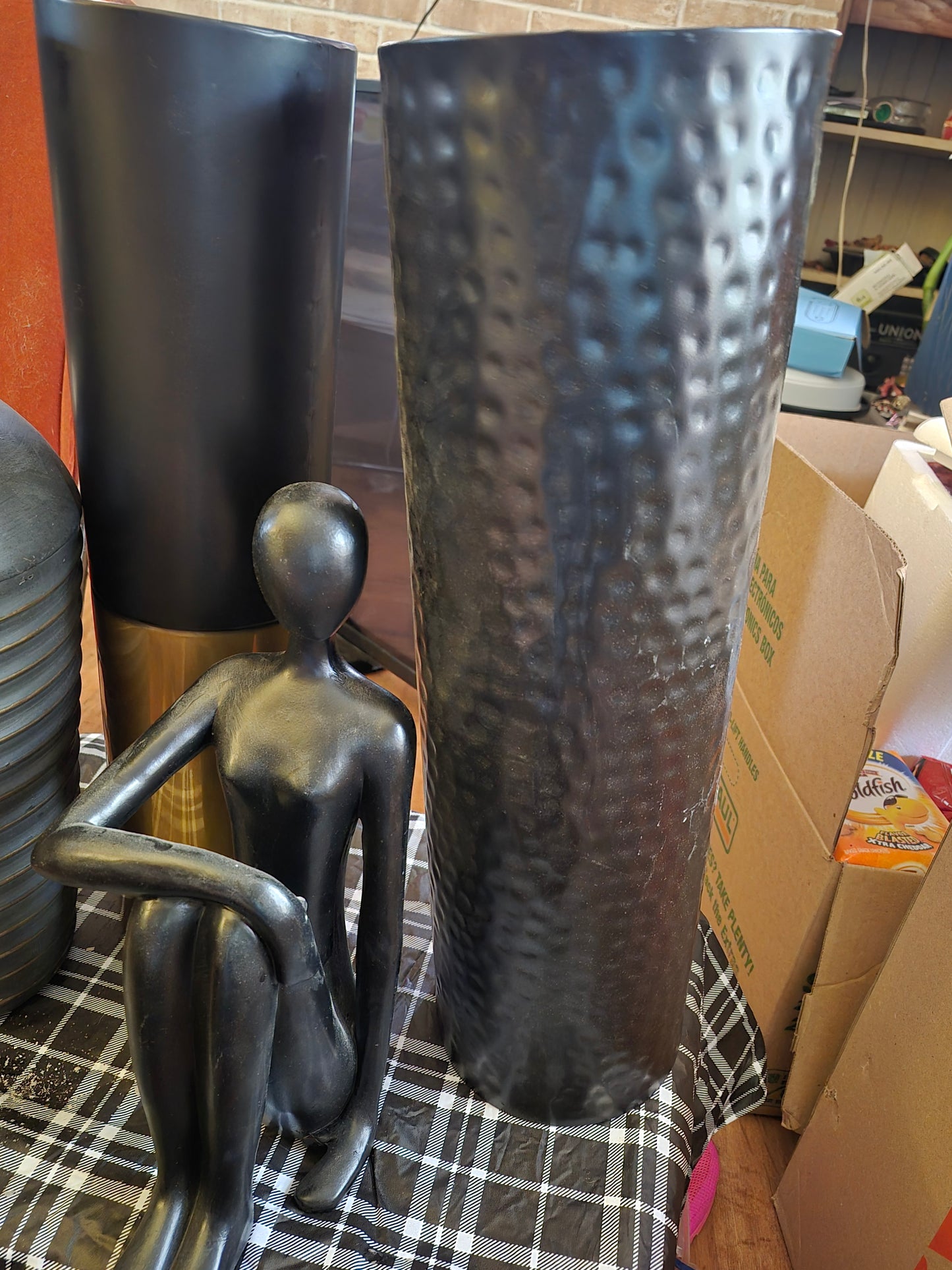 Modern Black Abstract Seated Figure Sculpture